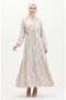 Front buttoned lace-up linen dress 0520c-05 beige mink - 3