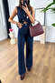 Lully Navy Blue Denim Vest Straight Trousers Set - 3