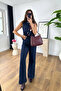 Lully Navy Blue Denim Vest Straight Trousers Set