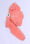 Girls' Plush Top and Bottom Set with Flower Print Hoodie D25 - 2