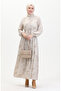 Front buttoned lace-up linen dress 0520c-05 beige mink