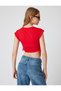 Sleeveless Crop T-Shirt with Gathered Side Ties and Crew Neck - 4