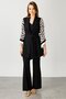 Modailgi Sleeves Zigzag Patterned Athlete Long Jacket Black - 3