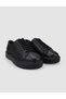 100% Genuine Leather Black Lace-Up Women's Sports Shoes - 2