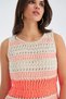 Kiyo Dress Sleeveless Cotton Knee-Length Summer Women's Dress - Beige/Neon Orange - 5