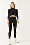 Women's Black Corded Label Detailed Top and Bottom Set 60251908 - 5