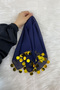 Large Size Chiffon Halay Handkerchief, 50X50Cm Navy Blue Gold 1 Piece, Bride Groom Wedding Henna Promise Circumcision Bride - 3