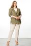 Khaki Colored Striped Modailgi Double Jacket - Rib Detailed - 3