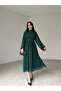 Black Long Sleeve Waist-Seated Dress - 3