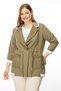 Khaki Colored Striped Modailgi Double Jacket - Rib Detailed