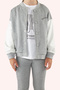 Girl's Print Detailed Grey-Melange Leggings - 2