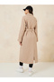 Oversized Solid Belted Midi Coat - 5
