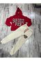 Unisex San Diego Text Detailed Hooded Children's Bottom Top Tracksuit Set - 7
