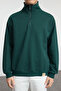 Zümrüt Oversize/Geniş Kesim Dik Yaka Fermuarlı Etiketli İçi Polarlı Sweatshirt TMNAW25SW00168 - 3