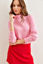 Women's Candy Pink Stand Collar Flowing Soft Touch Blouse Blz- 19002758 - 3