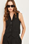 Women's Black Fleto Pocket Buttoned Lined Premium Vest Ylk- 19000032 - 2