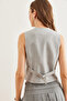 Women's Light Gray Fleece Pocket Buttoned Lined Premium Vest Ylk- 19000032 - 7