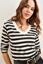 Women's Thick Striped Black V-Neck Soft Touch Flexible Blouse Blz- 19002767 - 3