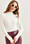 Women's Ecru Stand Collar Flowing Soft Touch Blouse Blz- 19002758 - 3