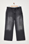Antrasit Yüksek Bel Geniş Paça/Wide Leg Comfort/Orta Esnek Büyük Beden Jeans TBBSS24CJ00048 - 5
