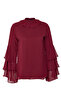 X AI Bordo Kolları Fırfırlı Şifon Tunik TCTAW25UK00010