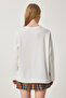Women's Ecru Side Slit Oversize Knitted Sweatshirt Ul00050 - 7