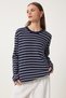 Women's Navy Blue White Striped Seasonal Knitwear Sweater Kb00041 - 2