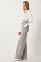 Women's Light Gray Basic Knitted Sweatpants with Pockets Xr00018