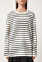 Women's Ecru Black Striped Transitional Knit Sweater KB00041 - 6
