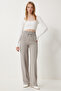 Women's Light Gray Basic Knitted Sweatpants with Pockets Xr00018 - 3