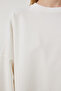 Women's Ecru Side Slit Oversize Knitted Sweatshirt Ul00050 - 5