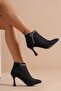Feles Tassel Stone Detailed Bootie Classic Women's Boots BLACK-SUEDE - 3