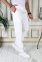 Men's White Italian Cut Flexible Slim Fit Lycra Elastic Stylish Cotton Fabric Trousers School Nurse - 2
