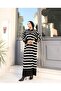 Black and White Striped Long Knitwear Dress - 2