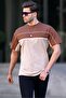 Brown Color Blocked Men's T-Shirt 6177 - 2