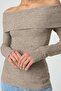 MG2184 Model Beige Long Sleeve Madonna Collar Knitwear Sweater - 7