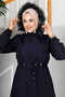 Eflin Hooded Hijab Coat Navy Blue - 2