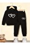 Heart Print Premium Compact Sweatshirt & Sweatpants Set for Girls 2 Piece Sport Set