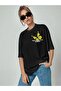 Women's Oversize Yellow Butterfly Printed T-shirt - 2