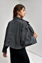 Women's Oversize Double Pocket Denim Jacket Anthracite - 4