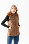 Women's Mink Color Hooded Puffer Vest with Zipper - 5