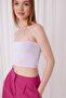 Women's Lilac Color Strappy Crop Tank Top Bustier - 3