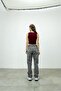 Women's Burgundy Crew Neck Crop Blouse - 5