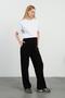 Maternity Breastfeeding Detailed High Waist Wide Leg Soft Textured Thessaloniki Set Black - 6