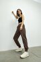 Women's Bitter Brown Elastic Jogger Sweatpants