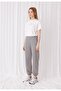 Women's Gray Melange Striped Jogger Sweatpants - 4