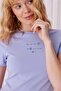 Women's Printed Lilac Short Sleeve T-shirt - 3