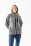 Women's Gray Stand Collar Zipper Closure Plush Jacket - 7