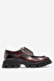 Men's Thick Sole Lace-Up Casual Shoes Real Patent Leather Mc 20277 Claret Red/Black