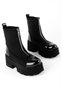 Ripon Women's Scuba Fabric Zippered High Sole Boots-Black - 2